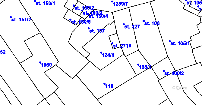 Parcela st. 124/1 v KÚ Přeštice, Katastrální mapa