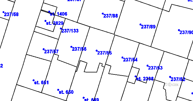 Parcela st. 237/55 v KÚ Přeštice, Katastrální mapa