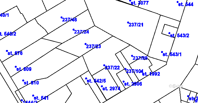Parcela st. 237/77 v KÚ Přeštice, Katastrální mapa