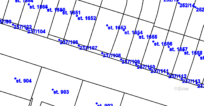 Parcela st. 237/108 v KÚ Přeštice, Katastrální mapa