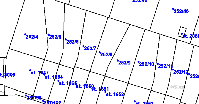 Parcela st. 252/8 v KÚ Přeštice, Katastrální mapa