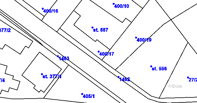 Parcela st. 400/17 v KÚ Přeštice, Katastrální mapa