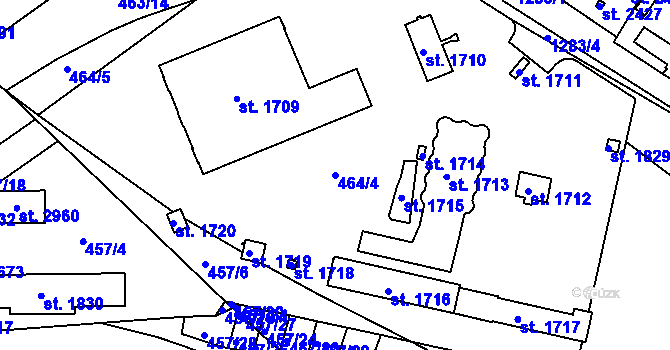 Parcela st. 464/4 v KÚ Přeštice, Katastrální mapa