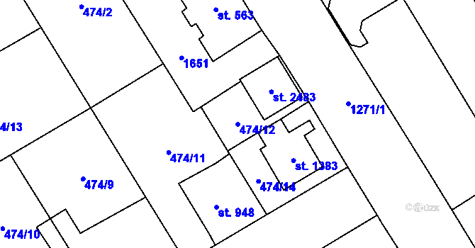 Parcela st. 474/12 v KÚ Přeštice, Katastrální mapa