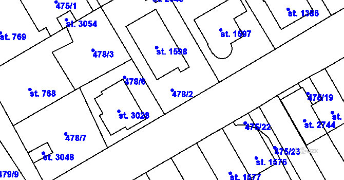 Parcela st. 478/2 v KÚ Přeštice, Katastrální mapa