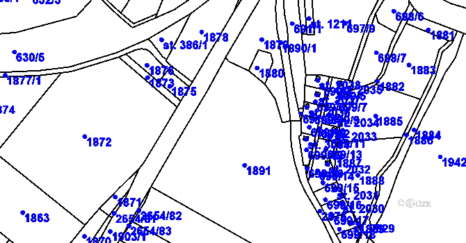 Parcela st. 689/1 v KÚ Přeštice, Katastrální mapa