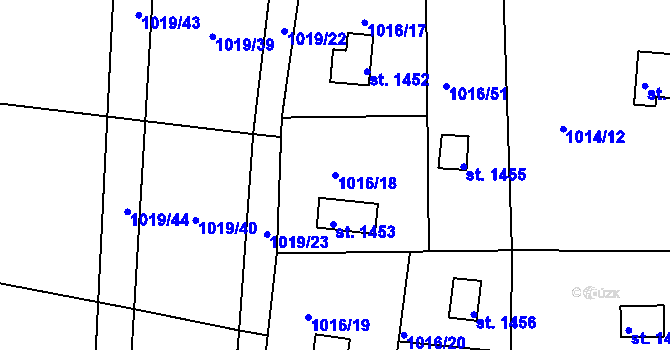 Parcela st. 1016/18 v KÚ Přeštice, Katastrální mapa