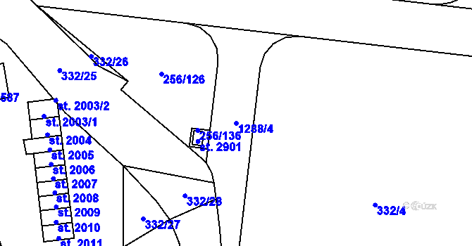 Parcela st. 1288/4 v KÚ Přeštice, Katastrální mapa