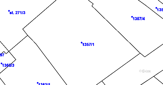 Parcela st. 1357/1 v KÚ Přeštice, Katastrální mapa