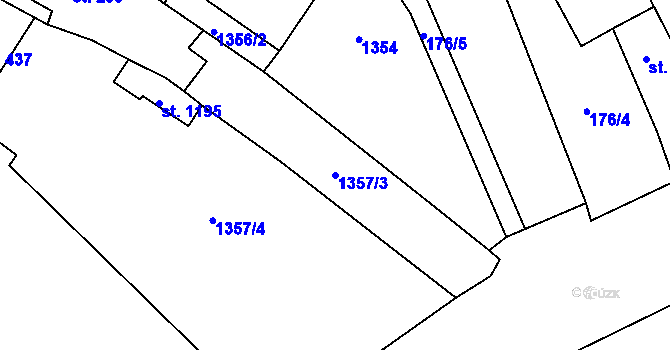 Parcela st. 1357/3 v KÚ Přeštice, Katastrální mapa