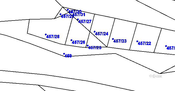 Parcela st. 457/25 v KÚ Přeštice, Katastrální mapa