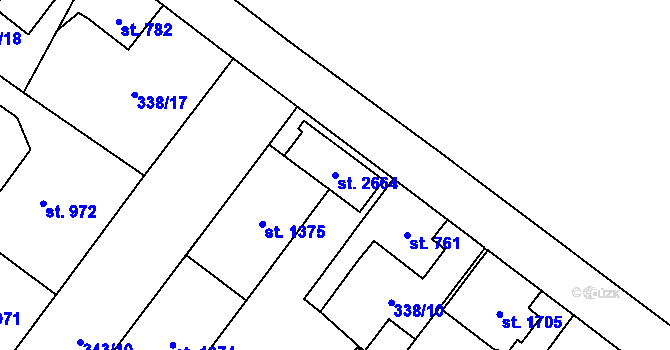 Parcela st. 2664 v KÚ Přeštice, Katastrální mapa