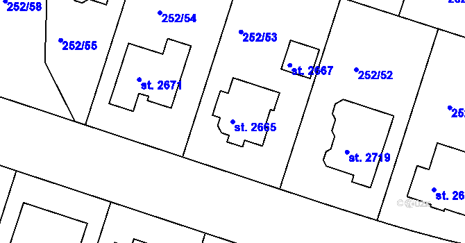 Parcela st. 2665 v KÚ Přeštice, Katastrální mapa