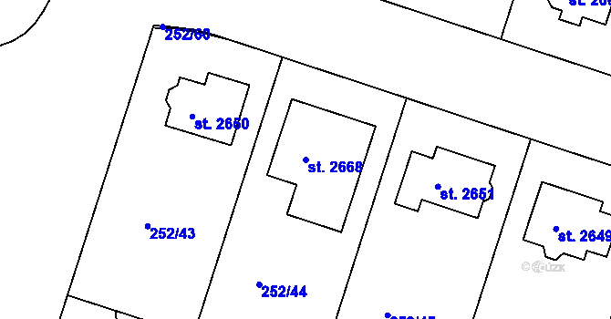 Parcela st. 2668 v KÚ Přeštice, Katastrální mapa