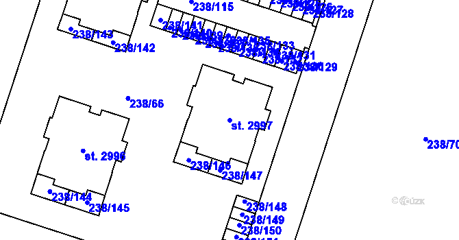 Parcela st. 2997 v KÚ Přeštice, Katastrální mapa