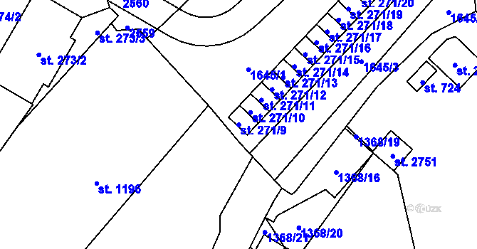 Parcela st. 271/9 v KÚ Přeštice, Katastrální mapa