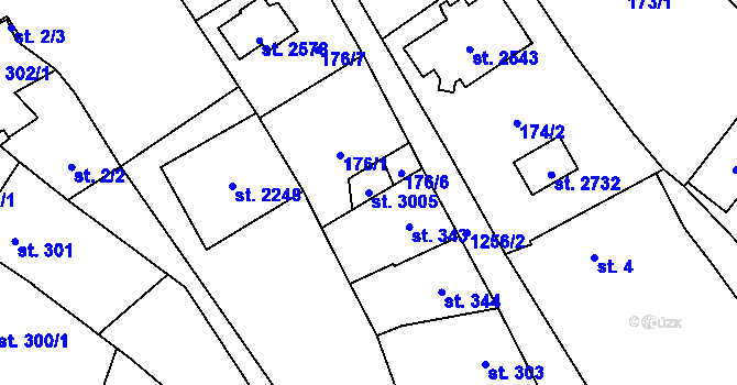 Parcela st. 3005 v KÚ Přeštice, Katastrální mapa