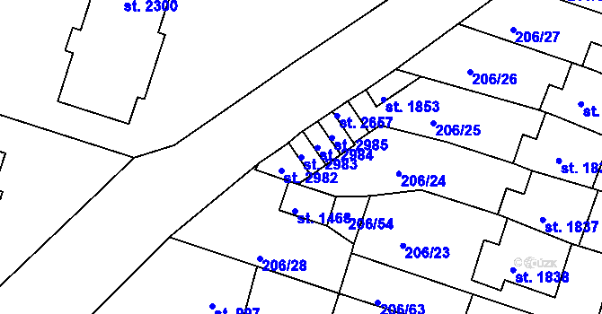 Parcela st. 2983 v KÚ Přeštice, Katastrální mapa