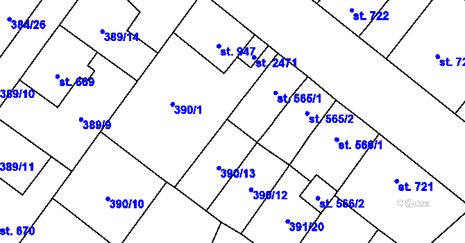 Parcela st. 565/3 v KÚ Přeštice, Katastrální mapa