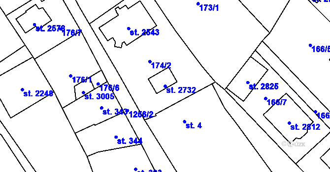 Parcela st. 2732 v KÚ Přeštice, Katastrální mapa