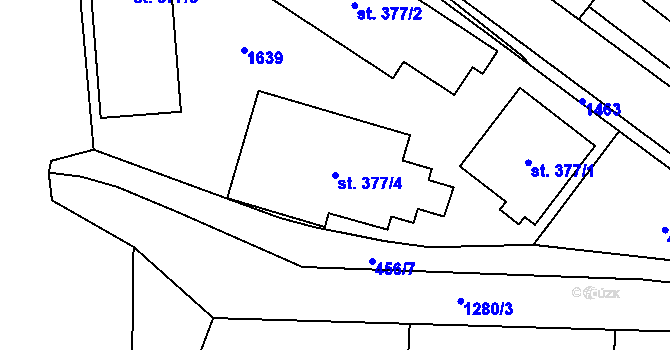 Parcela st. 377/4 v KÚ Přeštice, Katastrální mapa