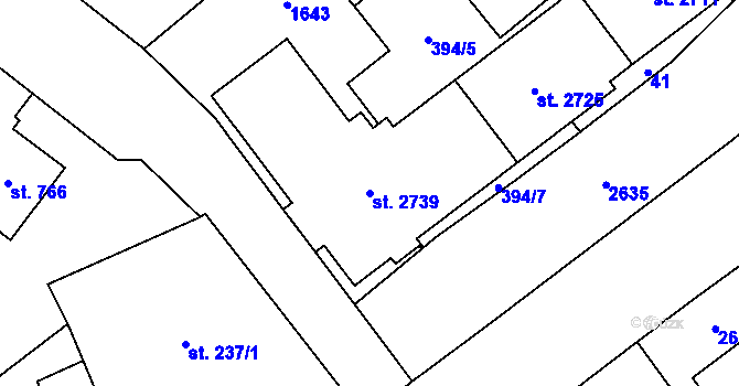 Parcela st. 2739 v KÚ Přeštice, Katastrální mapa