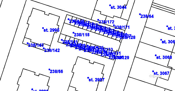 Parcela st. 238/135 v KÚ Přeštice, Katastrální mapa
