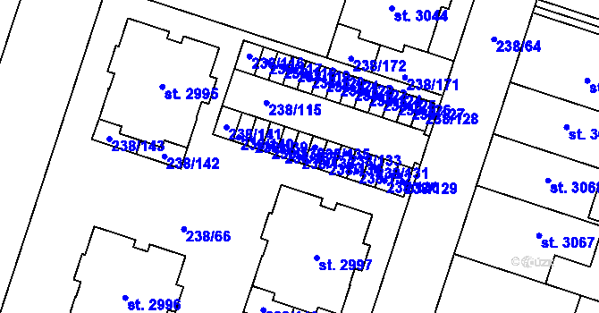 Parcela st. 238/136 v KÚ Přeštice, Katastrální mapa