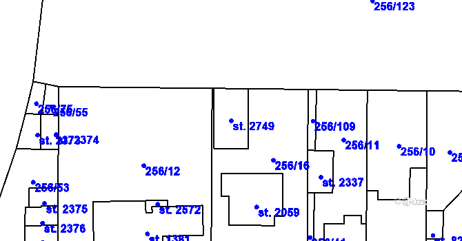 Parcela st. 2749 v KÚ Přeštice, Katastrální mapa
