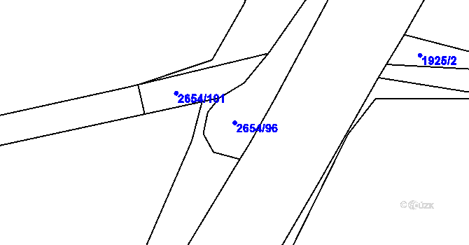 Parcela st. 2654/96 v KÚ Přeštice, Katastrální mapa