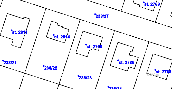 Parcela st. 2760 v KÚ Přeštice, Katastrální mapa