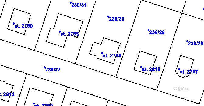 Parcela st. 2788 v KÚ Přeštice, Katastrální mapa