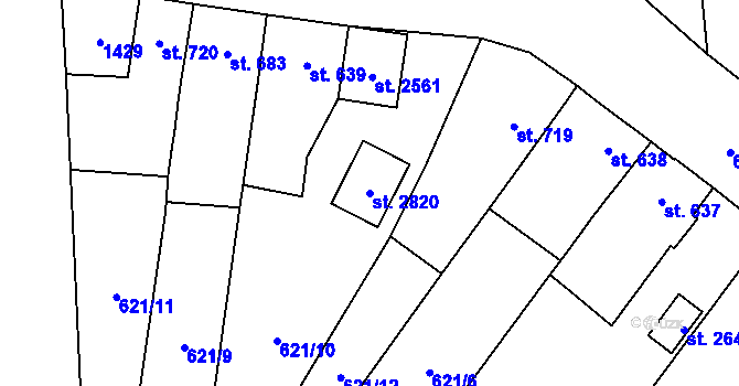 Parcela st. 2820 v KÚ Přeštice, Katastrální mapa