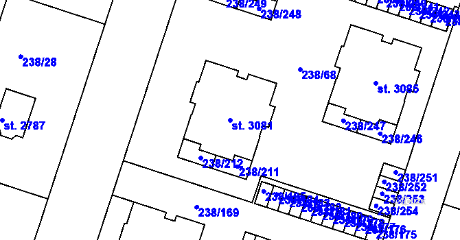 Parcela st. 3081 v KÚ Přeštice, Katastrální mapa