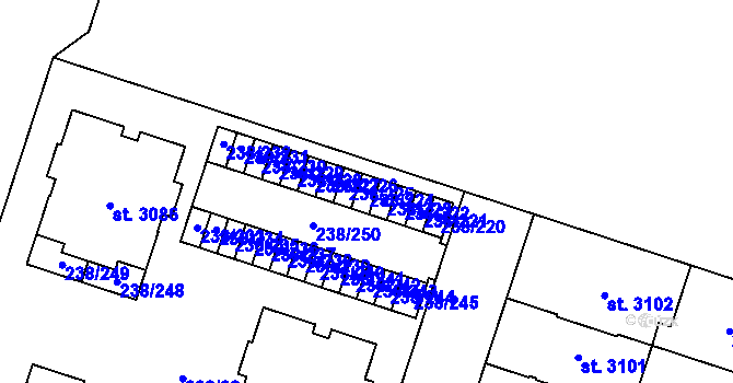 Parcela st. 238/224 v KÚ Přeštice, Katastrální mapa