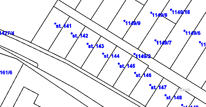 Parcela st. 144 v KÚ Přešťovice, Katastrální mapa