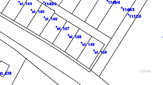Parcela st. 149 v KÚ Přešťovice, Katastrální mapa