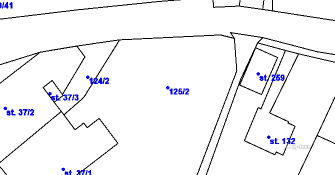 Parcela st. 125/2 v KÚ Přešťovice, Katastrální mapa