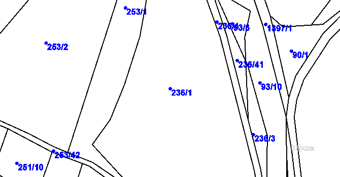 Parcela st. 236/1 v KÚ Přešťovice, Katastrální mapa