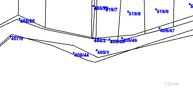 Parcela st. 409/1 v KÚ Přešťovice, Katastrální mapa