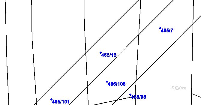 Parcela st. 465/15 v KÚ Přešťovice, Katastrální mapa