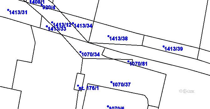Parcela st. 1070/78 v KÚ Přešťovice, Katastrální mapa
