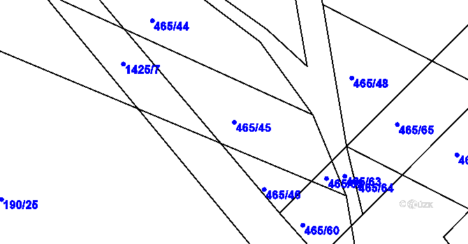 Parcela st. 465/45 v KÚ Přešťovice, Katastrální mapa