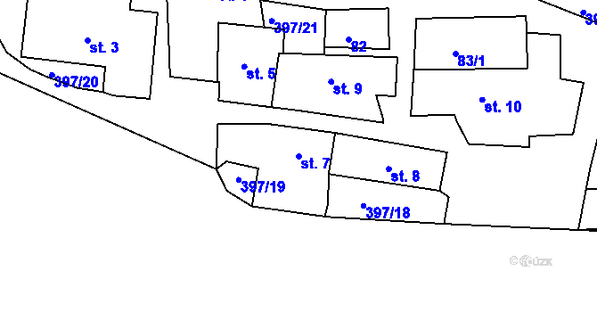 Parcela st. 7 v KÚ Slaník, Katastrální mapa