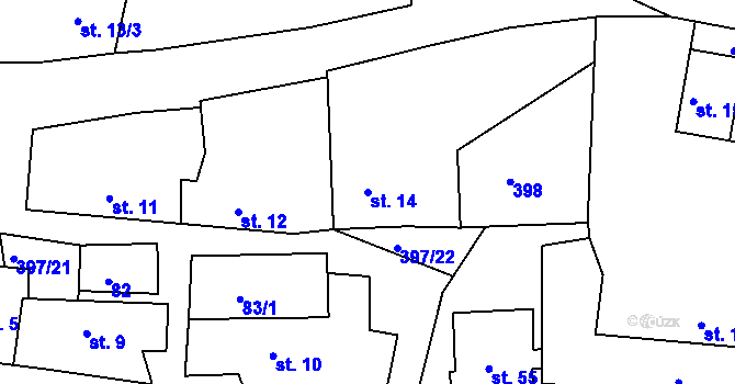 Parcela st. 14 v KÚ Slaník, Katastrální mapa