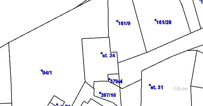 Parcela st. 24 v KÚ Slaník, Katastrální mapa