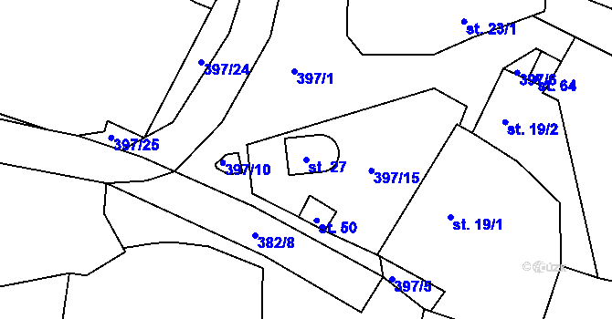 Parcela st. 27 v KÚ Slaník, Katastrální mapa