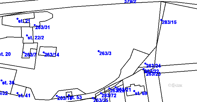 Parcela st. 263/3 v KÚ Slaník, Katastrální mapa