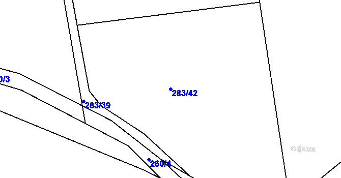 Parcela st. 283/42 v KÚ Slaník, Katastrální mapa