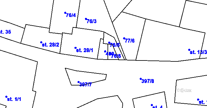 Parcela st. 32/1 v KÚ Slaník, Katastrální mapa